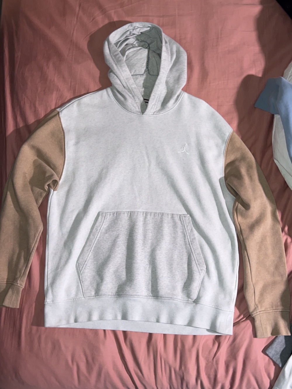 Jordan Two-Tone White Hoodie with Tan Sleeves
